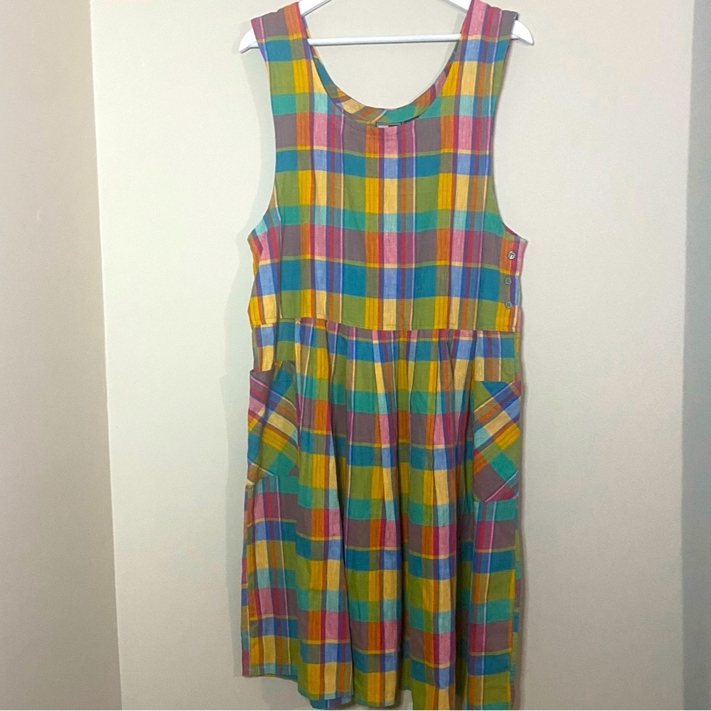 Vintage Malu Malu Plaid Cotton Pinafore  Dress